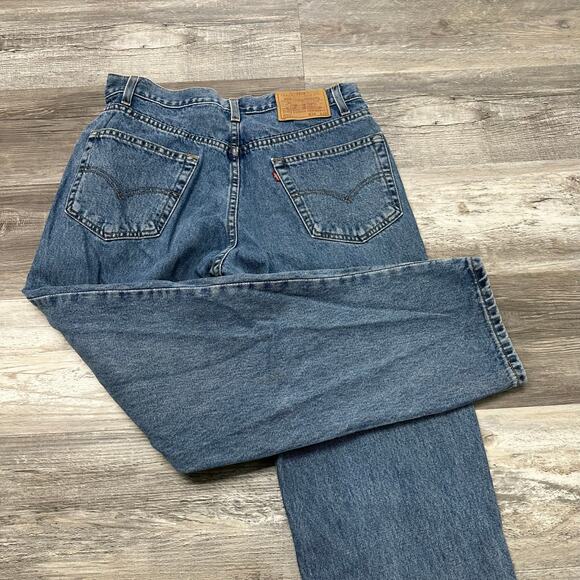Vintage‎ 90s Levis 550 Mid Wash Blue Mens 32x30 Loose Relaxed Fit Jeans Red Tab - Picture 1 of 13